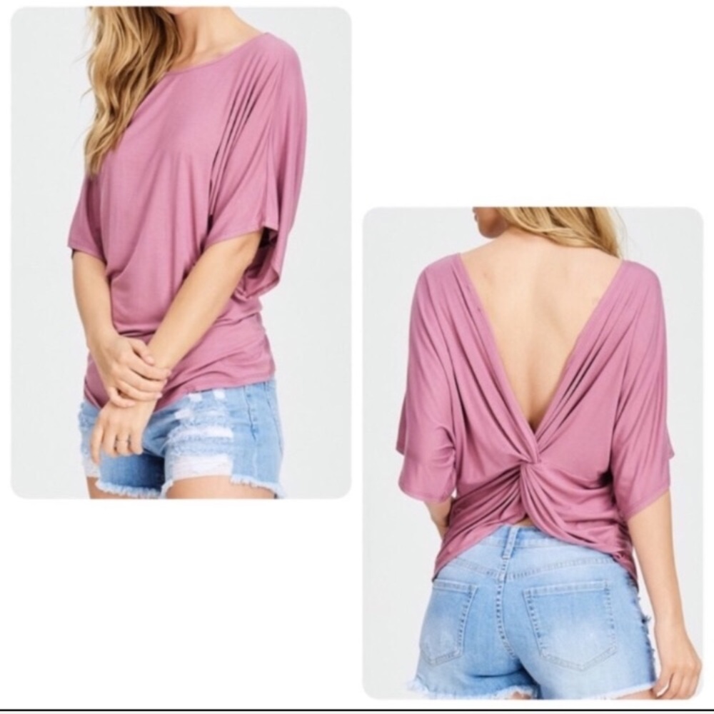 Super Soft Mauve Twisted Back Top